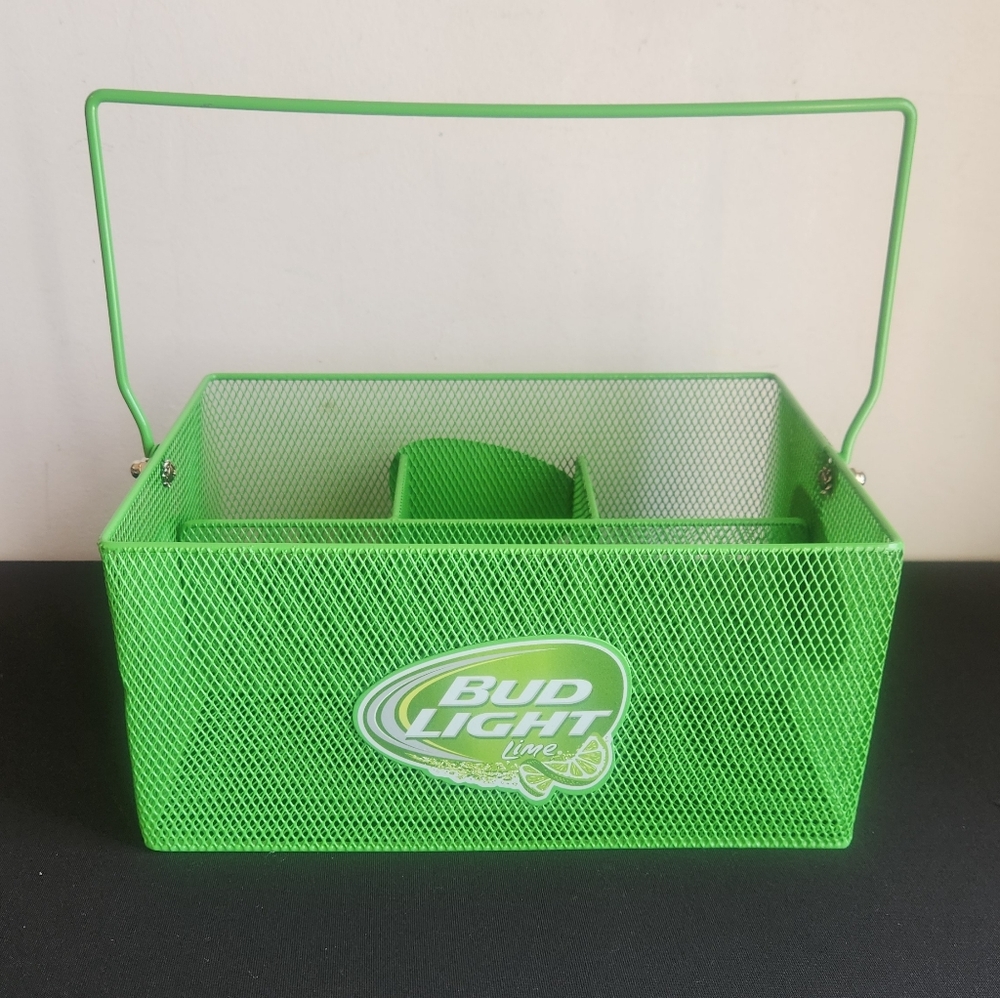 Metal Caddy GREEN Bud Light Silverware Barware Holder Napkin St. Pat